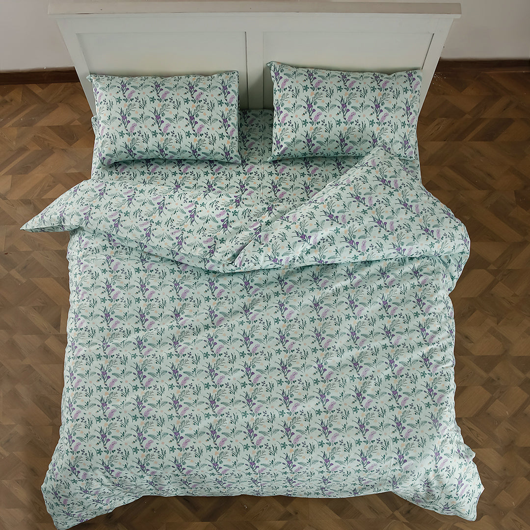 Mint Blossom - 3 Pcs Bedsheet King