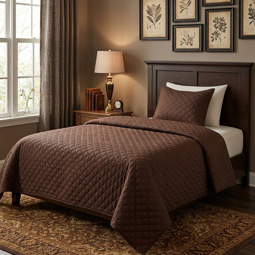 Dark Brown - Ultra Sonic Bedspread Single