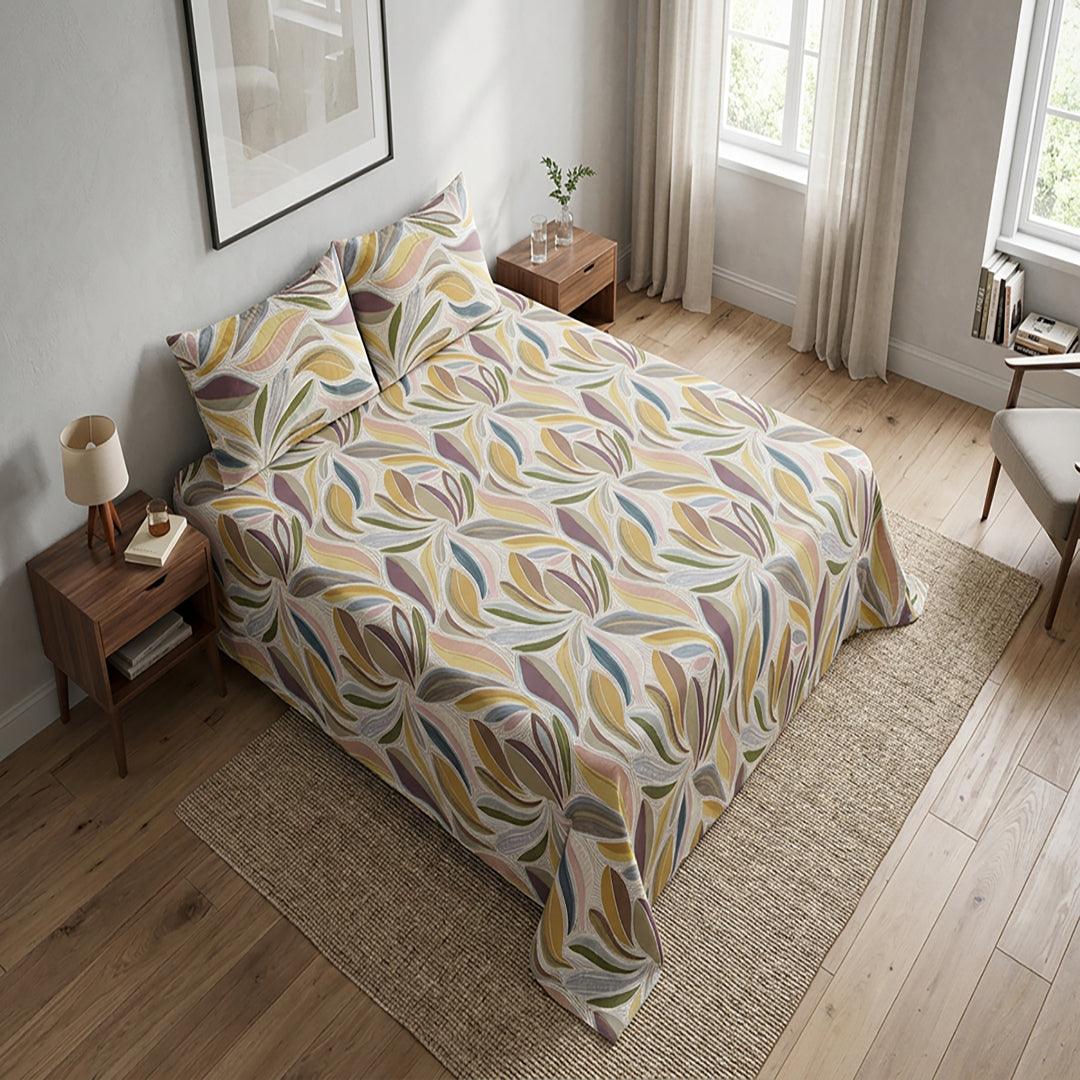 Autumn Leafs - 3 Pcs Bedsheet King