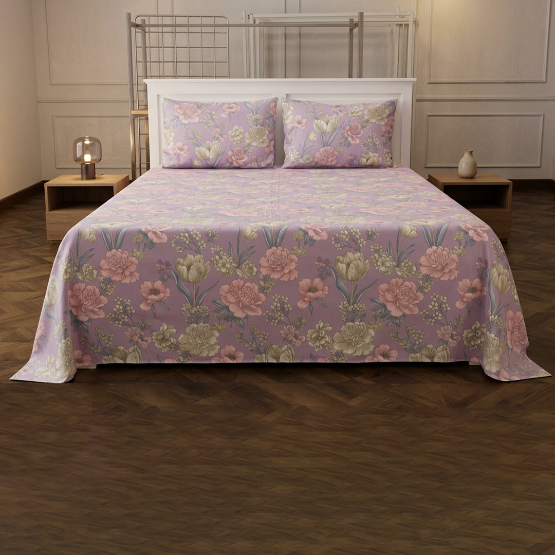 Lavender Bloom - 3 Pcs Bedsheet King