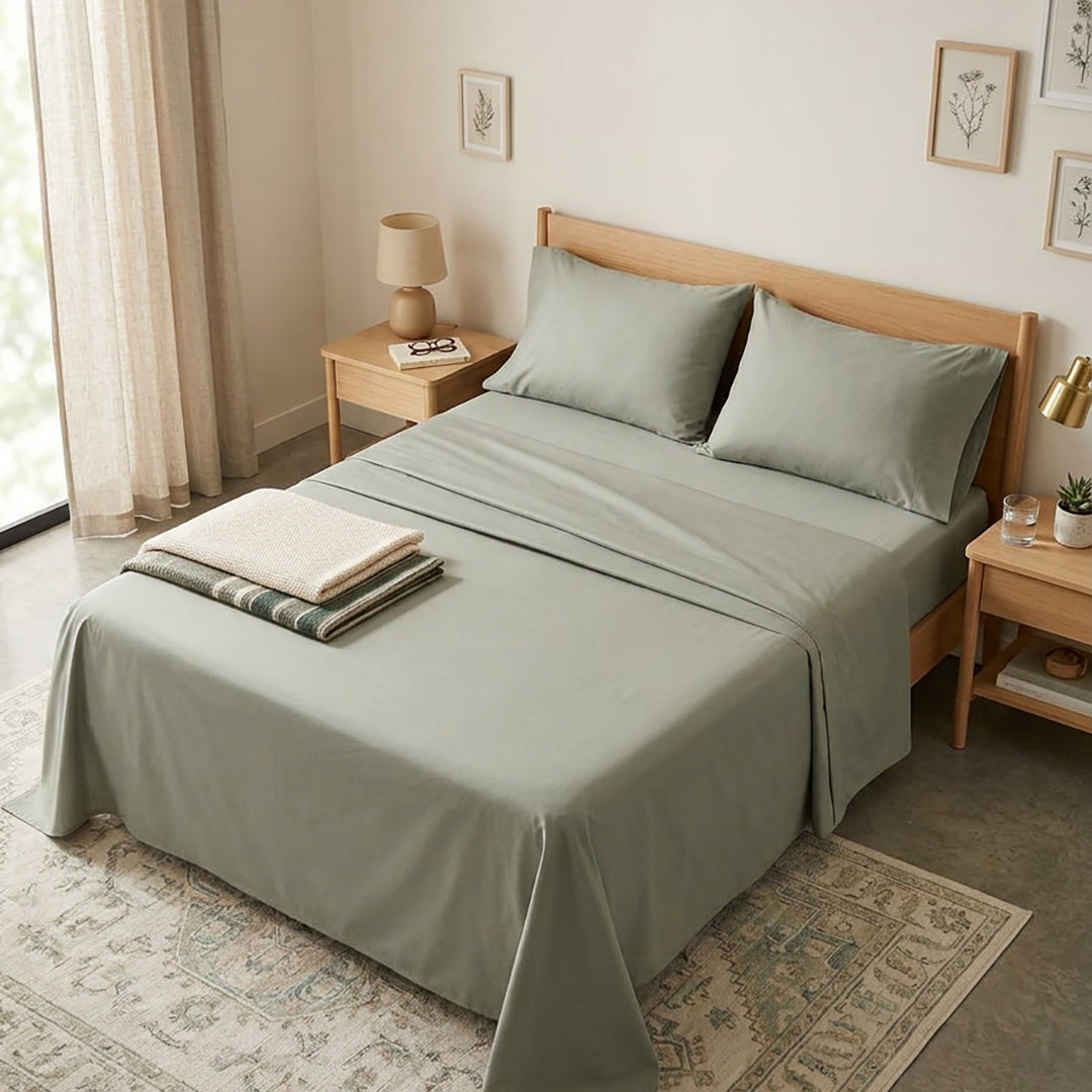 Olive Mist - 3 Pcs Bedsheet King