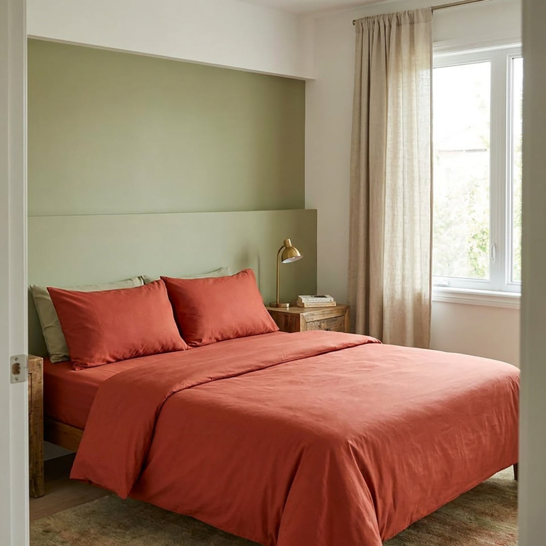 Rust Red - 3 Pcs Bedsheet King