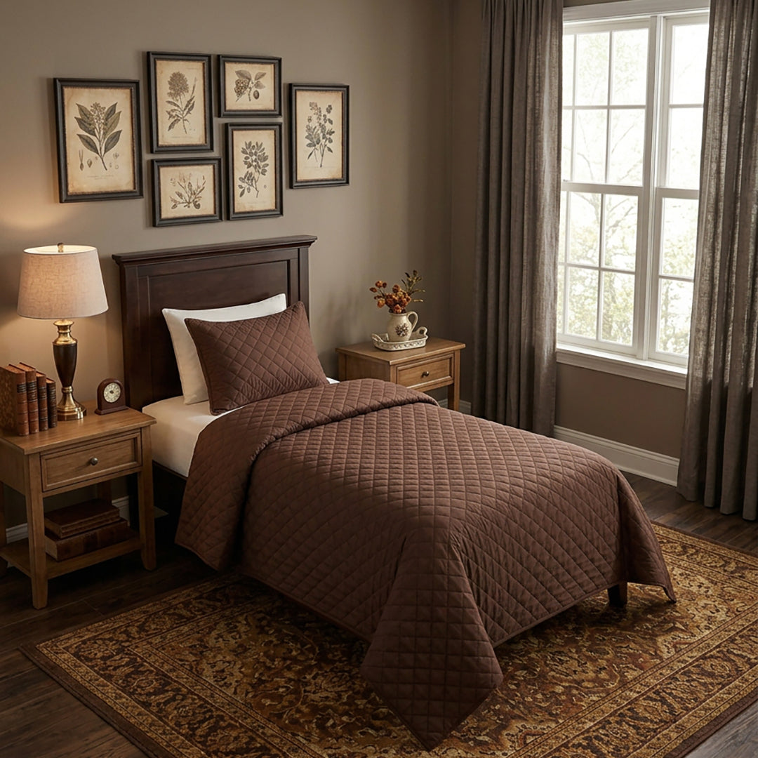 Dark Brown - Ultra Sonic Bedspread Single