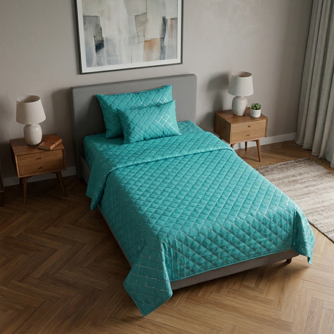 Teal - Ultra Sonic Bedspread Single