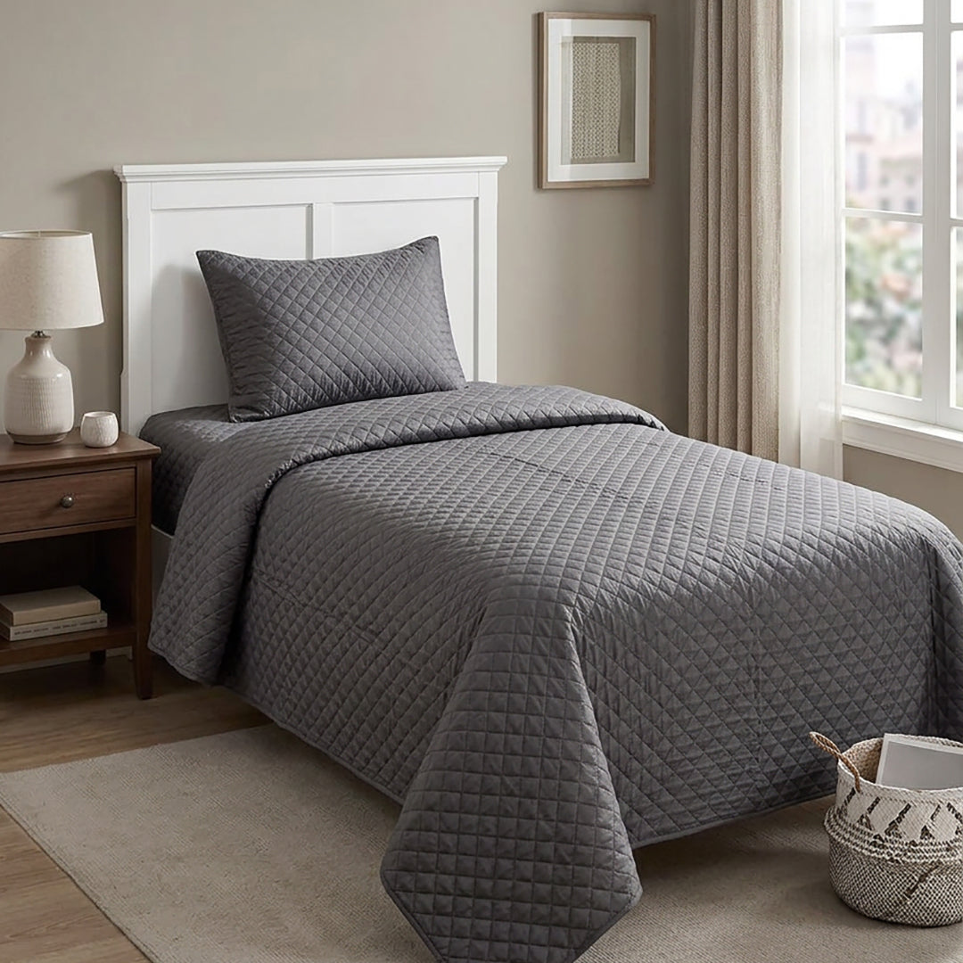 Charcoal - Ultra Sonic Bedspread Single