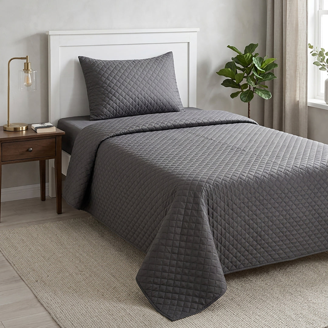 Charcoal - Ultra Sonic Bedspread Single