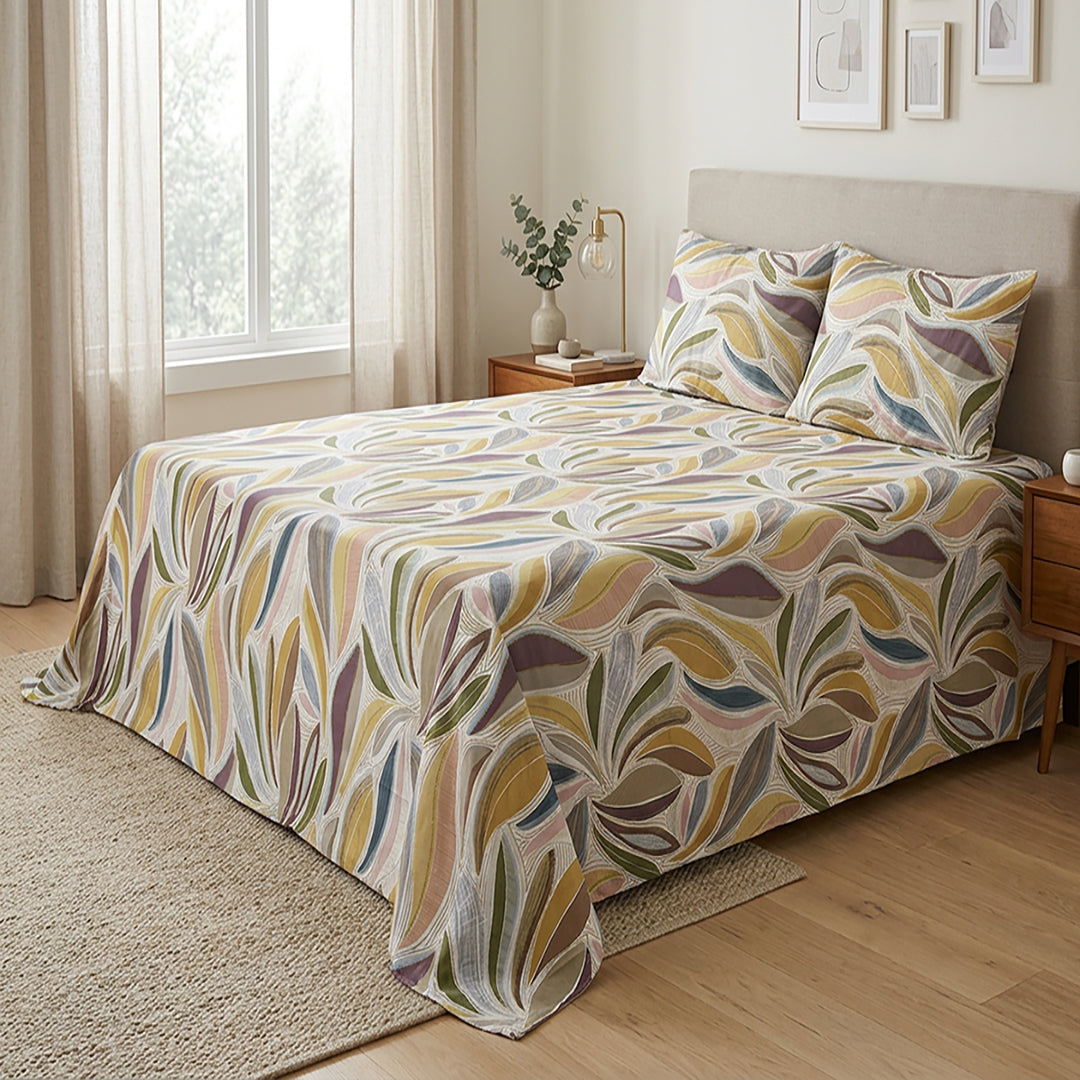 Autumn Leafs - 3 Pcs Bedsheet King