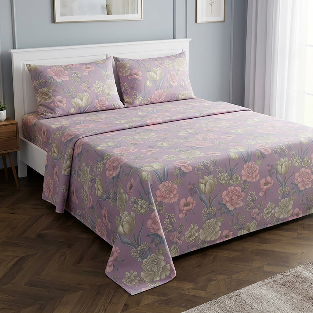 Lavender Bloom - 3 Pcs Bedsheet King