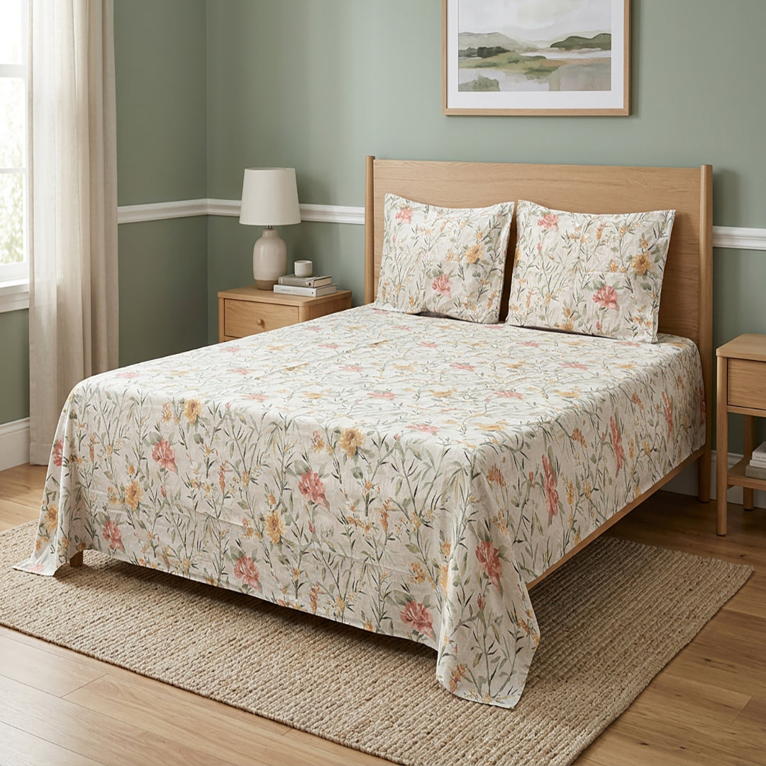 Pastel Garden - 3 Pcs Bedsheet King
