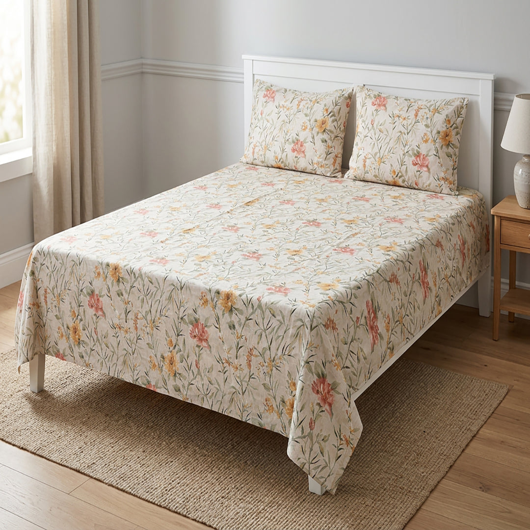 Pastel Garden - 3 Pcs Bedsheet King