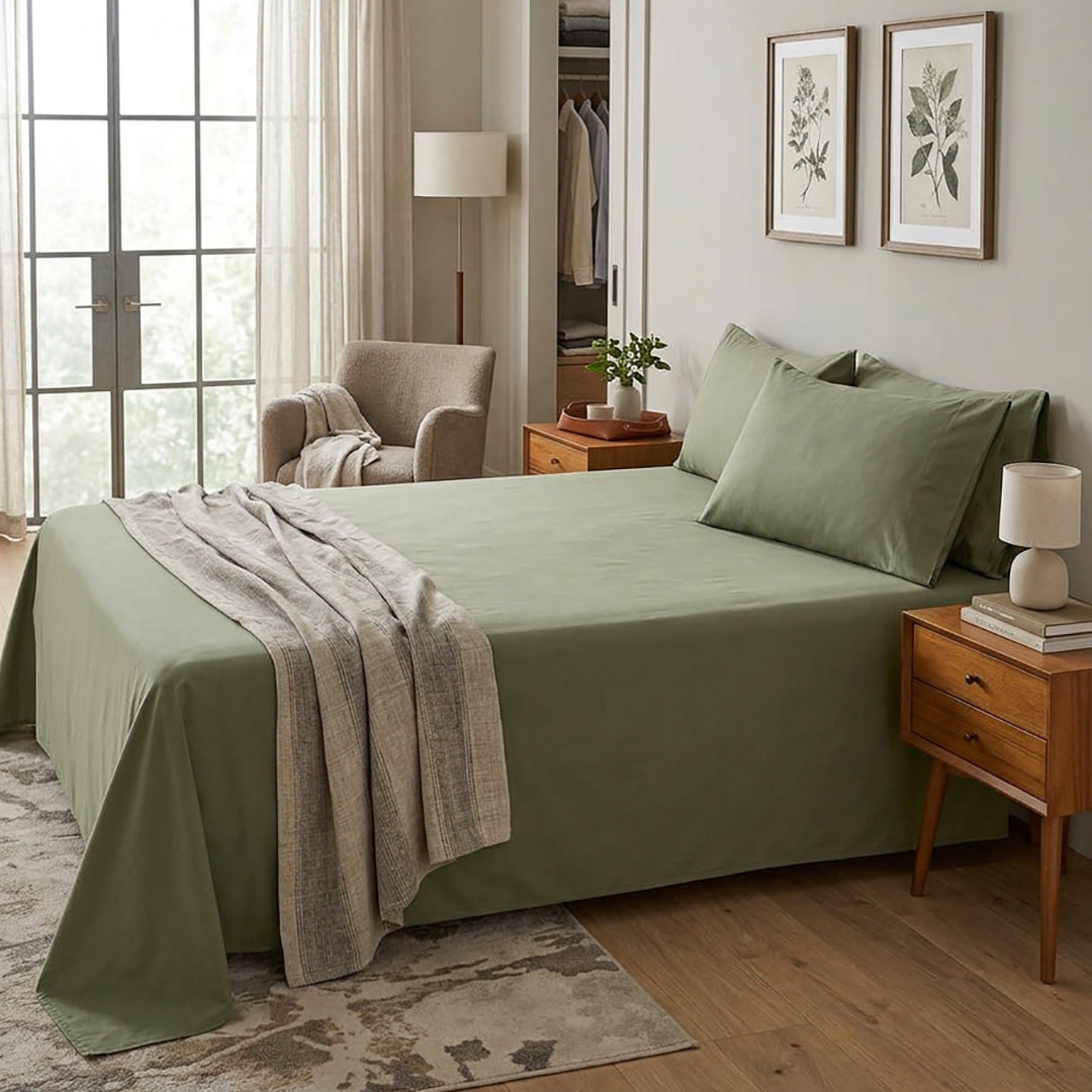 Dark Green - 3 Pcs Bedsheet King