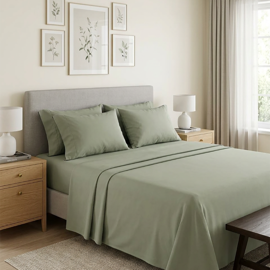 Olive Mist - 3 Pcs Bedsheet King