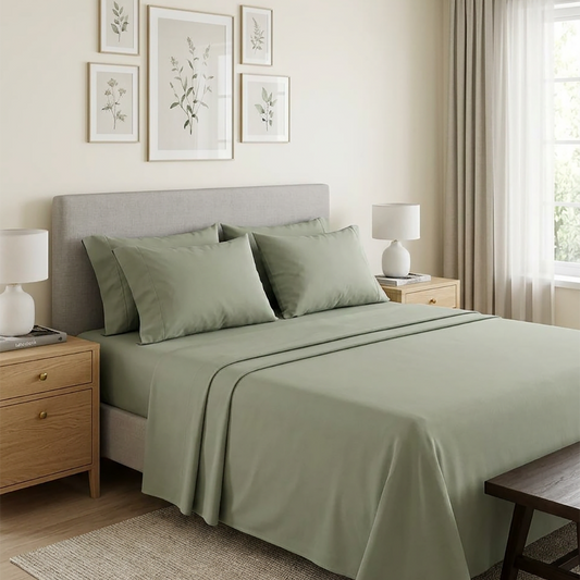 Olive Mist - 3 Pcs Bedsheet King