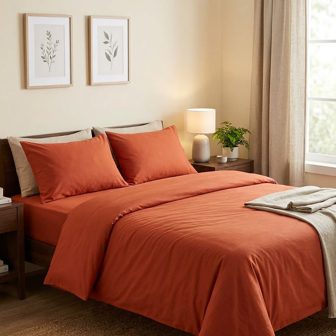 Rust Red - 3 Pcs Bedsheet King
