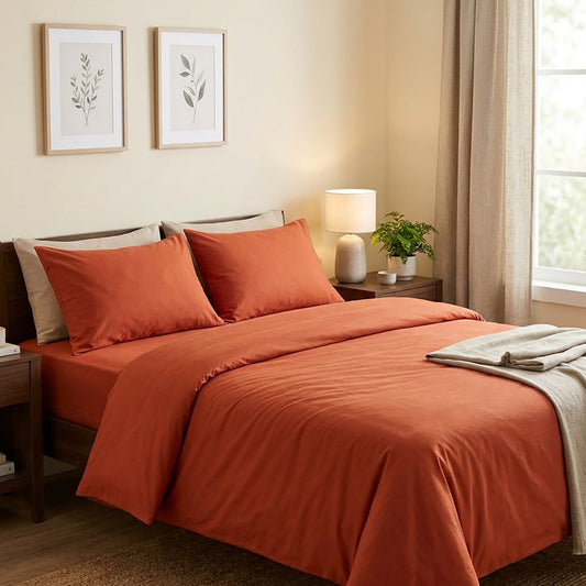 Rust Red - 3 Pcs Bedsheet King