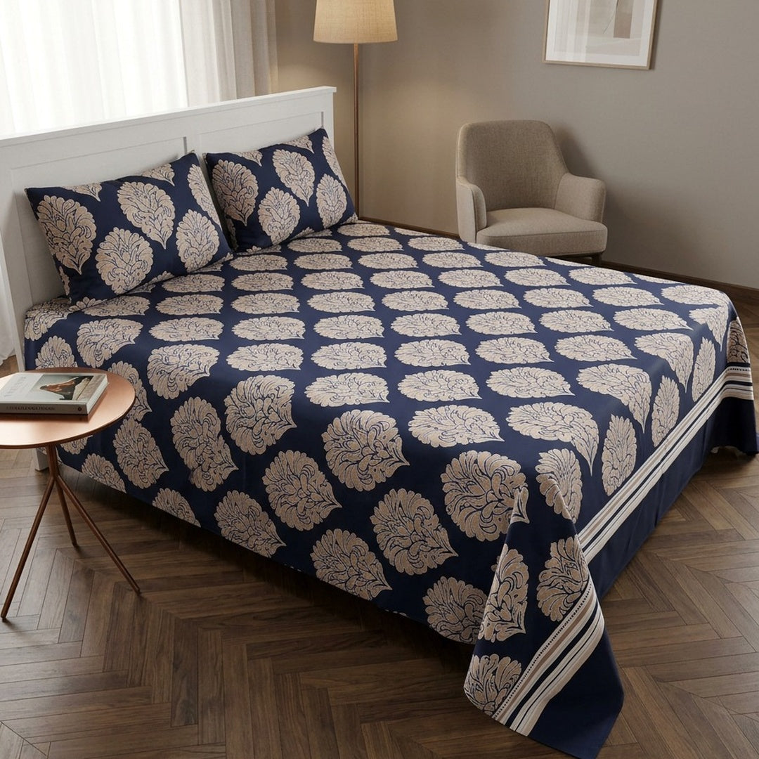 Blue - 3 Pcs Bedsheet King