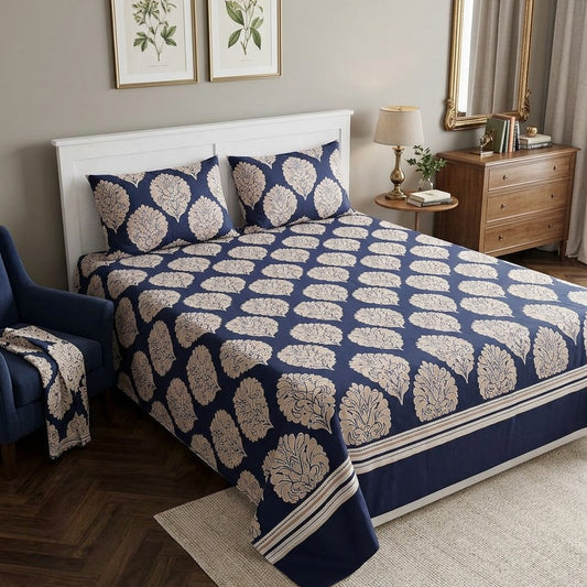 Blue - 3 Pcs Bedsheet King