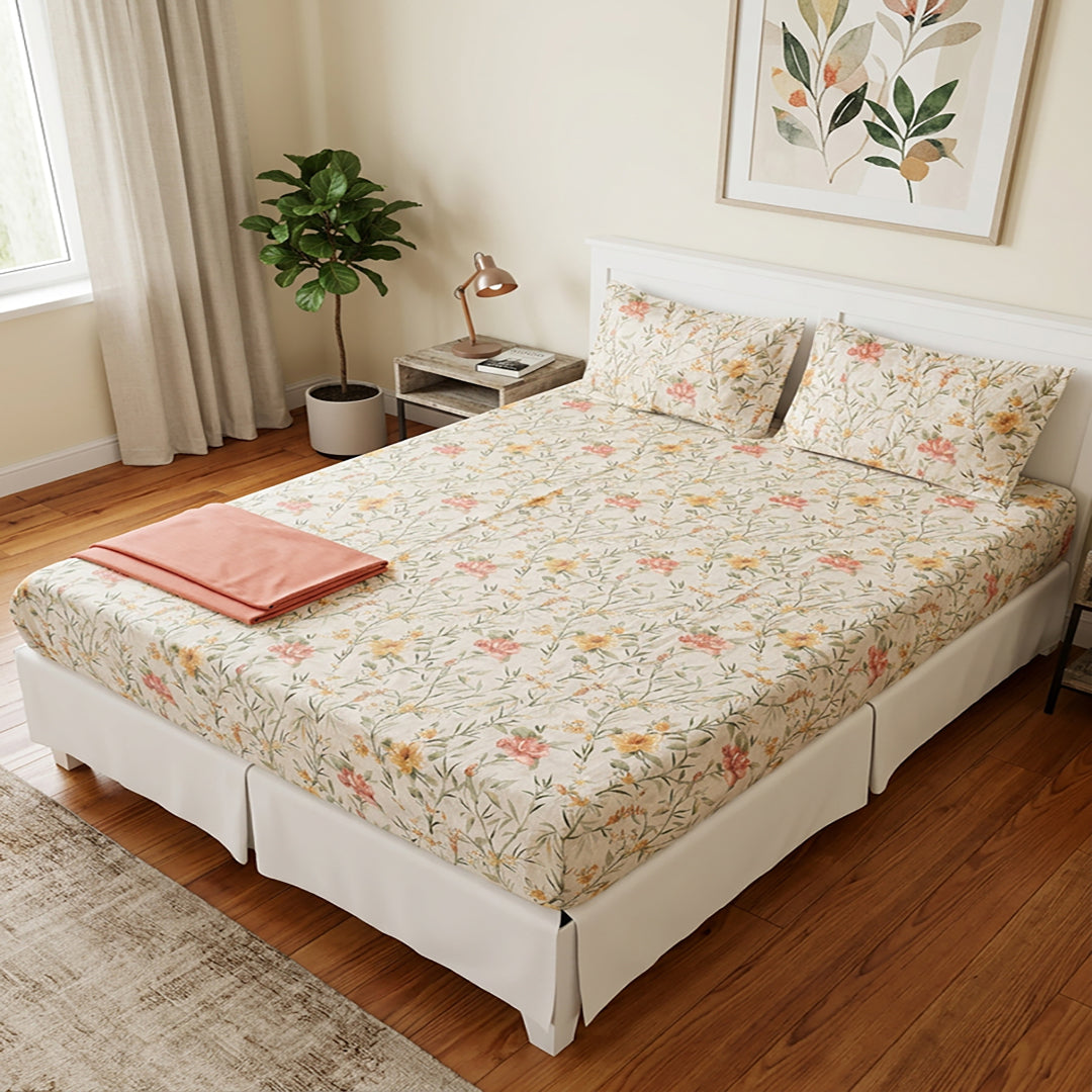 Pastel Garden - 3 Pcs Bedsheet King